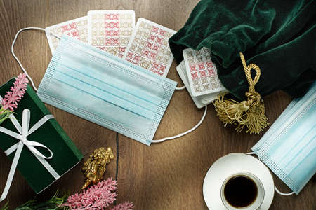 Fortune teller tarot cards on table. Forecasting concept. High quality photoのeditorial素材