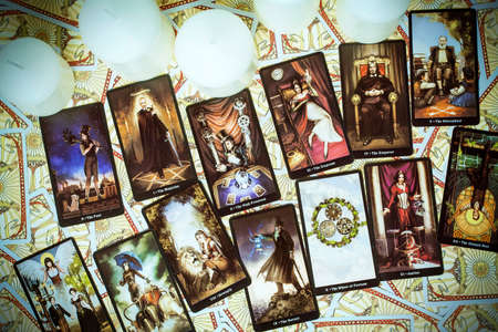 Tarot card deck. Major arcana set part. The fool, magician, high priestess, empress, emperor,...