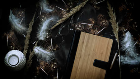 Tarot cards on the table, esoteric concept, fortune telling and predictions. High quality photoTarot cards on the table, esoteric concept, fortune telling and predictionsのeditorial素材