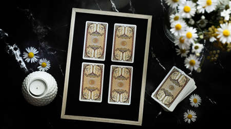 Tarot cards on the table, esoteric concept, fortune telling and predictions. High quality photoTarot...