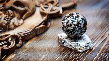 Blurred healing stones Balls on stands. High quality photo
