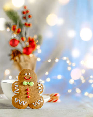 Happy New year and Christmas celebration. Number 2022 with defocused lights. Xmas holiday...