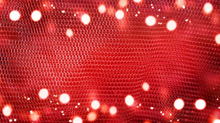 Blurred abstract Christmas red banner with defocused lights and copy space. High quality photoの写真素材