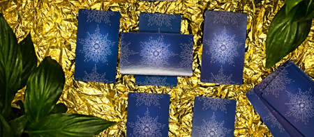 The concept of divination, magic and esotericism. Cards candle on Cartomancy and fortune telling table. high quality photoのeditorial素材