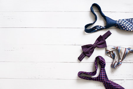 Mens necktie on Brown wooden background. Boss day, valentines day