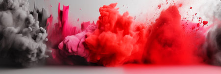 Abstract background with pink and red ink splashes. Generative AIの素材