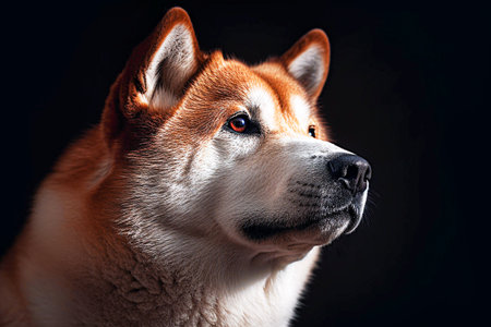 Portrait of a beautiful akita inu dog. studio shot. selective focus. Generative AIの素材