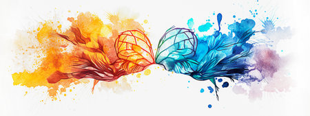 Abstract watercolor background with floral elements. Hand drawn watercolor illustration. selective focus. Generative AIの素材