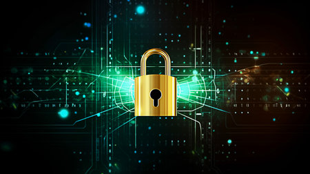 Cyber security concept. Protect mechanism, system privacy. Digital illustrationの素材