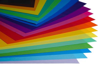 various color paper stack like a rainbow isolated on white various color paper stack like a rainbow isolated on white