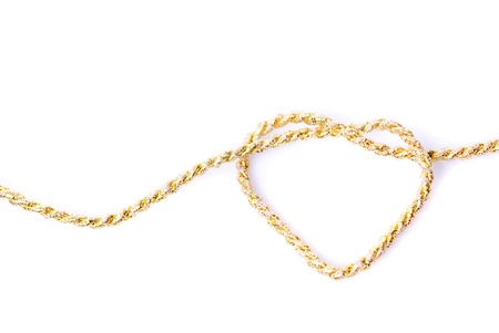 Heart shape from rope isolated on white の写真素材