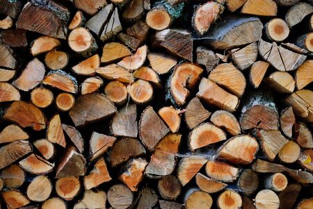 Firewoods after the sawing woodの写真素材