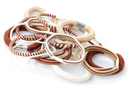 Various elastic band isolated on white backgroundの写真素材