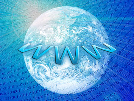 Wide world web concept: planet earth with integrated bits and bytes の写真素材