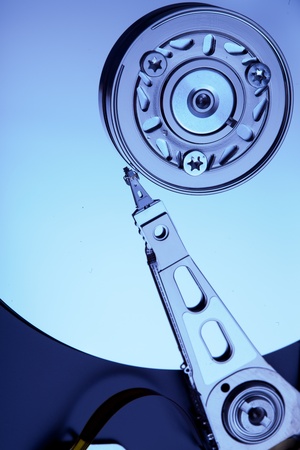 Hard disk drive inside. Data safety concept.
