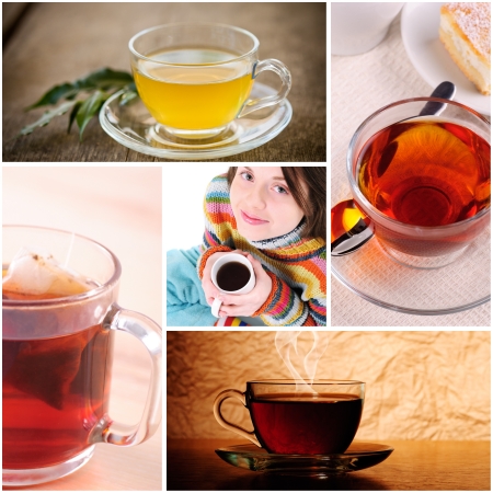 Tea in cups closeup, aroma conceptの写真素材