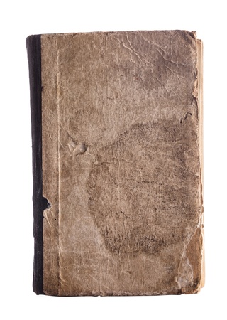 Old book cover isolated on whiteの写真素材