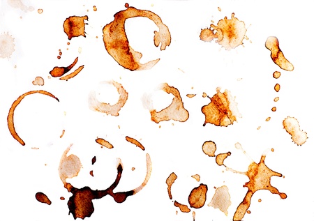 Set with footprints of a cup of coffee or teaの写真素材