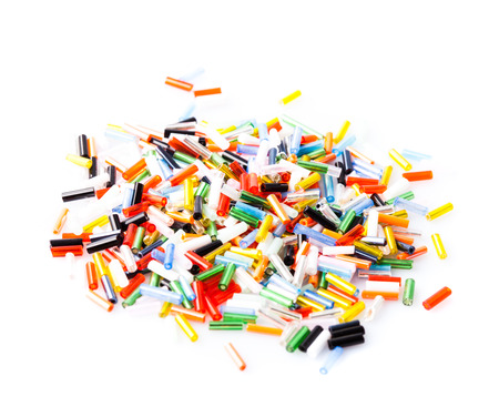 bugle beads heap isolated on white 