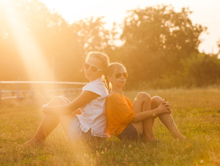 Two teenage girlsの写真素材