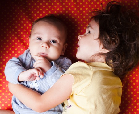 Sister and brotherの写真素材