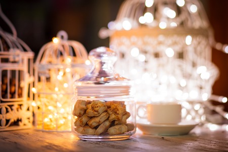 Holiday cookies in a jarの写真素材