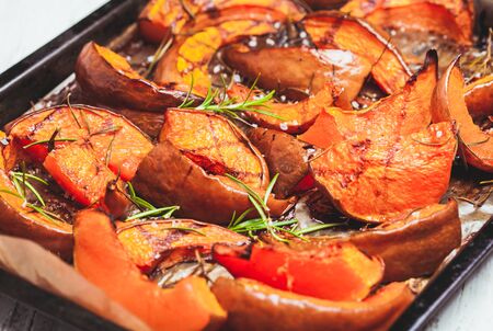 Baked pumpkin with rosemary and balsamic vinegarの写真素材