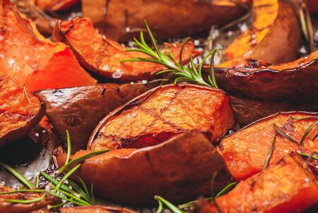 Baked pumpkin with rosemary and balsamic vinegarの写真素材