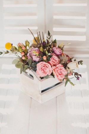 Morning flowers on the sillの写真素材