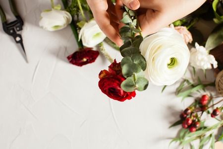 Floral bouquet preparationの写真素材