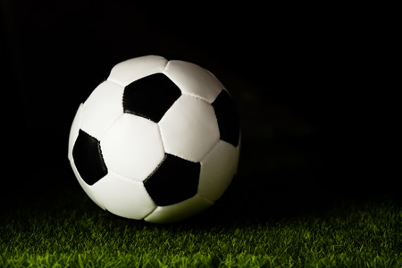 Soccer ball on the grass before the gameの写真素材