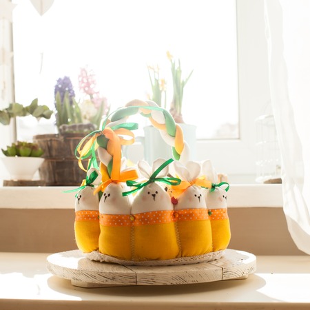 Easter textile basketの写真素材