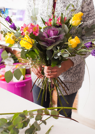 Florist making a bouquet