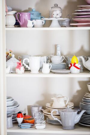 Shabby chic style dishwareの写真素材