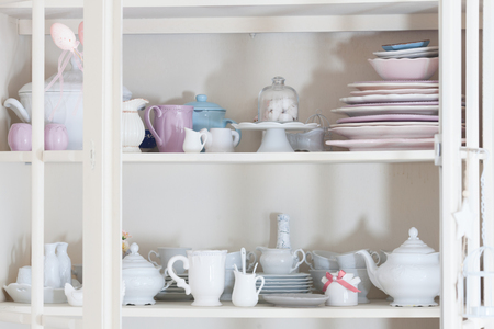 Shabby chic style dishwareの写真素材
