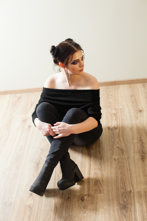 Teen girl getting ready to go to a nightclubの写真素材