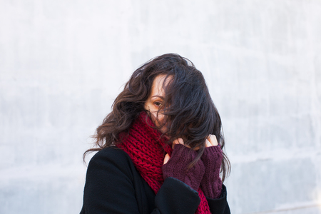 Woman dressed in winter clothesの写真素材