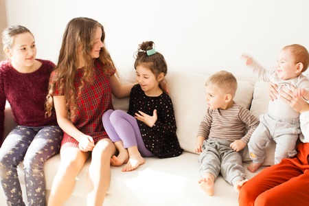 Big family of siblingsの写真素材