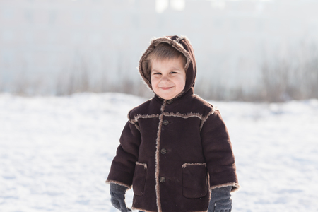 Winter portrait of boyの写真素材