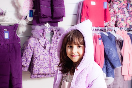 Shopping at outerwear supermarketの写真素材