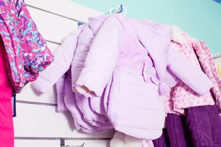 Shopping at outerwear supermarketの写真素材