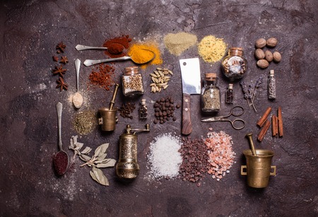 Flat lay spicesの写真素材