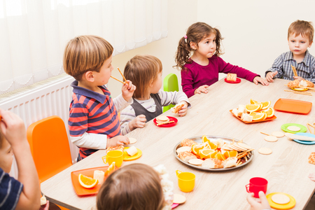Lunch in kindergardenの写真素材