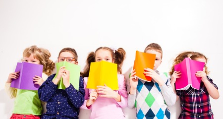 The cute children with books