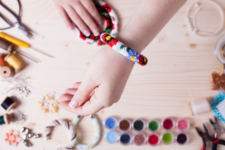 Handmade beading preparationの写真素材
