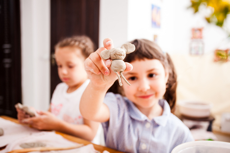 Child mades with clayの写真素材