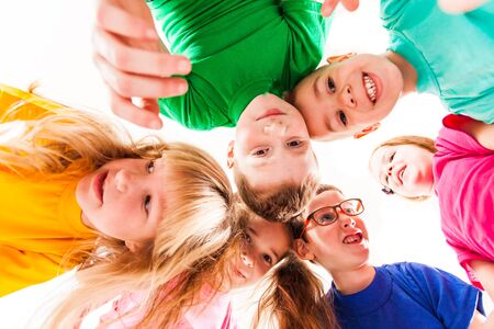 Kids faces in a roundの写真素材