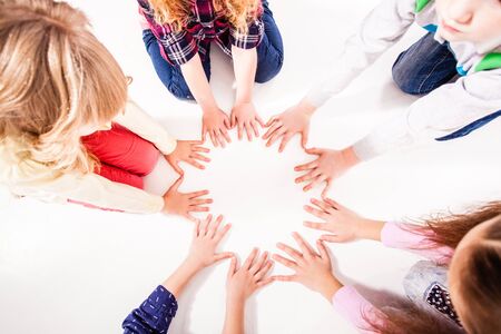 The children are united for friendshipの写真素材