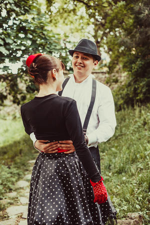 Retro fashion coupleの写真素材