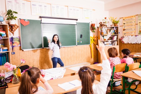 Schoolchildren in the classroomの写真素材